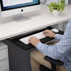 희온 키보드선반슬라이딩 키보드받침대 정리함 키보드선반 책상연장 데스크확장선반, 블랙