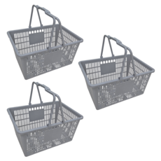 [나코] 플라스틱 쇼핑바구니 손잡이 편의점 마트 시장 쇼핑 매장 장바구니, 특대(회색), 3개