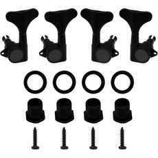 4개 세트 유토운스 밀봉 베이스 튜닝 페그 기계 헤드 2R 2L 전기 베이스 튜너 교체 부품 (은색), 검정