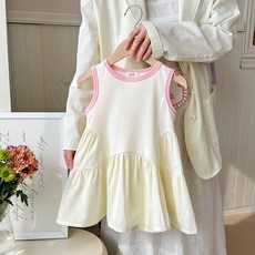 女童背心洋裝 無袖連衣裙 夏季拼接背心裙