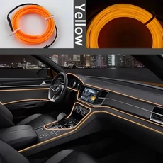 자동차 인테리어 LED 장식 조명 EL 배선 자동차 DIY 유연한 주변 조명 USB 파티 분위기 다이오드 네온 불빛, 01 Wire control Drive, 01 3m console 2 doors, 05 YELLOW