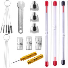 21개 에어브러시 노즐 캡 및 바늘 교체 키트 - 0.20.30.5mm + 청소 AB-130HD-130BD-13 시리즈 분무기 액세서리와 호환 가능