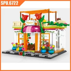 레스토랑 빌딩 블록 장난감 브릭 스트리트 뷰 편의점 카페 햄버거 스낵 가게 바 아이스크림, 07 601023-322pcs