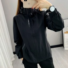 남녀 커플 아웃도어 여성 점퍼 후드집업 방풍 등산복 6Color 자켓 바람막이 방수, 1개, 블랙 여성용 단품