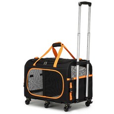 레브펫 펫이동가방 듀얼로드 6륜 캐리어, 1개, 블랙