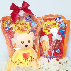 화분마당 화이트데이 LED 행복가득 하트베어 무드등 막대사탕, 1개, 200g