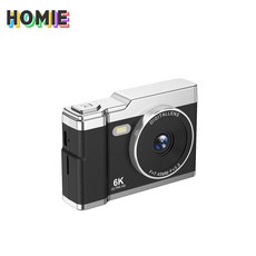 HOMIE 디지털카메라 6400W 픽셀카메라 2.4인치 고화질 미니 카메라 128GB 소형으로 휴대하기 편하고, 검은색