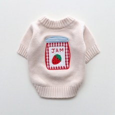 딸기잼니트강아지옷, 1개, 아이보리