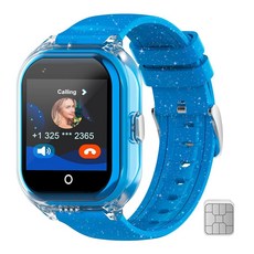 Wonlex 4G 셀룰러 스마트 워치 SIM 카드 GPS 트래커 폰 워치 지원 영상 통화 음성 채팅 SOS 카메라 만보계 게임 알람 3-10세 남아를 위한 최고의, Blue
