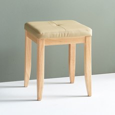 지앤퍼니 르네 원목 PU 사각 화장대 스툴 의자, 내추럴