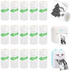빅베어 15롤 미니 프린터 스티커 용지 휴대용 프린터용 흰색 열 자가 접착 57 x 25mm, 15롤 미니 프린터 스티커 용지 제조기용 보온 자체 접