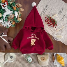 可愛熊熊造型兒童連帽上衣，柔軟舒適，保暖親膚，時尚百搭