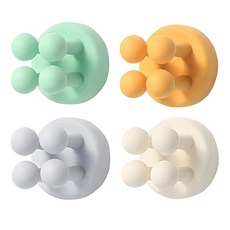 접착식 다용도 실리콘 칫솔걸이 4종 세트, 민트+옐로우+그레이+화이트, 1세트