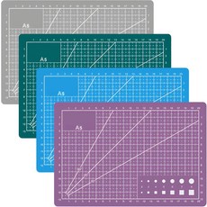 공예용 절단 매트 4 PCS 격자선이 있는 A5 회전 4가지 색상으로 구성된 5.9 x 8.7 인치 PVC 공예 패드 재봉 퀼팅 아트 프로젝트를 위한 미끄럼 방지 표면