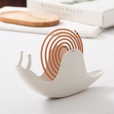 蝸牛蚊香盤 蚊香盒 蚊香置物架 金屬蚊香架 驅蚊 蚊香座 香薰爐, 白色