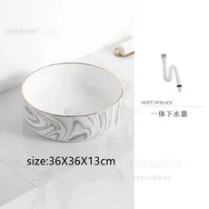 현대식 카운터탑 세면대 가정용 욕실 싱크대 소형 발코니 호텔 홈스테이 세라믹, 07 I 36X36 single basin