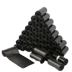 압연 개 똥 가방 생분해 성 두꺼운 애완 동물 야외 청소 브레이크 포인트 고양이 특종, 03 10 Rolls 150Pc, 01 Black