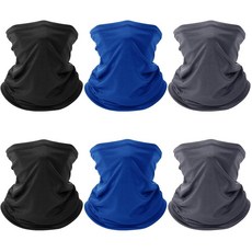 6팩 넥 게이터 남성용 여성용 게이터 여름 UV 더스트 마스크 쿨링 넥 게이터 페이스 커버 자외선 차단 스카프 반다나 2 블랙/2 다크 블루/2 다크 그레이 원 사이즈 모두, 1개