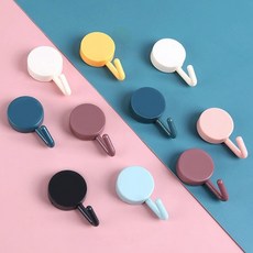 벽면 소품 정리 접착 후크 10개 컬러 미니 소품 걸이 주방, 1개, 화이트.블랙