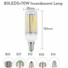 E27 E14 B22 LED 옥수수 전구 나사 총검 캡 SES 7W 12W 30W 45W 매우 밝은 할로겐 램프 교체, 04 25W 80LEDs, 01 Warm White, 02 E14 220V, 1개, 01 Warm White