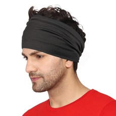 運動髮帶 寬頭帶 跑步吸汗髮箍 男女通用 透氣彈性, 黑色, 1個
