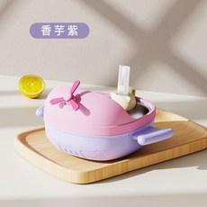 316不鏽鋼兒童吸盤碗，防滑耐摔寶寶餐具，安全無毒不銹鋼碗，可愛卡通兒童碗, 香芋紫, 1個