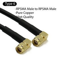 RG58 RP-SMA 여성 직각 연장 케이블 WiFi 네트워크 카드 용 구리 피더 와이어 라우터 안테나, 05 500cm, 06 Type 6