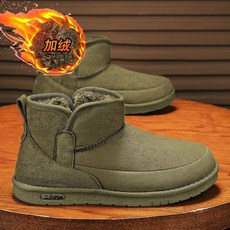 高幫雪地靴潮流厚底增高男鞋時尚棉鞋加絨保暖, 綠色