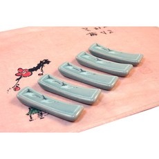 청자 쌍학문양 수저받침 세트 (5P) / 숟가락받침 젓가락받침 청자수저받침 집들이선물 외국인선물, 5개