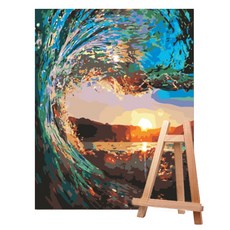 Living Duo DIY簡單名畫油畫繪製組 中型 40*50+中型畫架, A-091大海與海岸