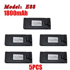 E88 드론 배터리 3.7V 1800/2600/3600/5000/6500mAh E88PRO E99 E99PRO P1 K3 P10 A13 E525 RC 쿼드콥터 부품, [08] 5pcsE88-1800MAH