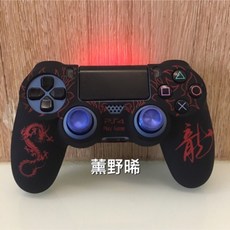 PS4 PRO SLIM 中國風 手把保護套 矽膠套 搖桿手柄果凍套 戰神主題, 1個, 圖一龍字紅色