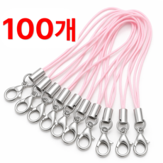 코메로 핸드폰 줄 고리 대용량 스트랩 DIY 필수 부자재, 100개, 핑크