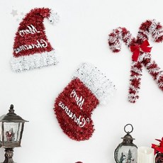 크리스마스 벽 장식 소품 지팡이 모자 랜턴 모양 실내 인테리어 홈 파티 연말, 1개, GS002155 크리스마스소형벽장식 그린트리