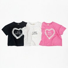 프릴반팔티 여름 유아동 반팔 티셔츠 키즈 여아 면티 라운드넥 레이스 등원복 하나비