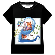 兒童瘋狂動物城卡通印花短袖上衣