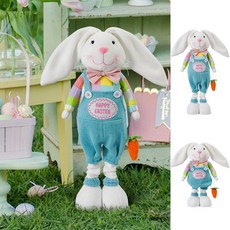Heyaner 신축성 있는 다리가 있는 스탠딩 부활절 토끼 장식 토끼 플러시 조각상 귀여운 부활절 장식 홈 오피스 현관 주방 농가 봄 장식품 (블루)