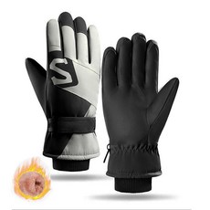 여성용 스노우 장갑 블랙 겨울 터치스크린 방수 방풍 (블랙 앤 화이트 원 사이즈) 121303