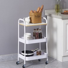 라온프리 튼튼한 철제 이동식 트롤리, 화이트, 3단