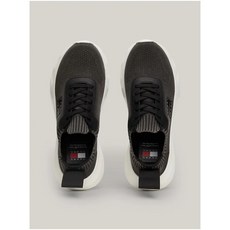 TOMMY JEANS KNIT BADGE FINE-CLEAT RUNNER TRAINERS EN0EN02489BDS Black