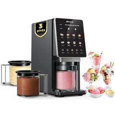 Alcarin 홈메이드 냉동 간식 젤라토 요구르트 셔벗 믹스인 등을 위한 전기 아이스크림 메이커 기계 3파인트가 있는 10가지 원터치 프로그램 케토 비건 유제품, Alcarin 홈메이드, 냉동 간식, 젤라토, 요구르트