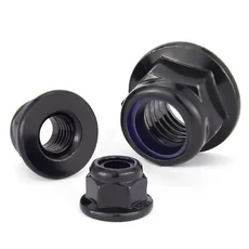 DIN6926 검정색 탄소강 육각 플랜지 나일론 인서트 너트 자동, M10 (5Pcs), black 304