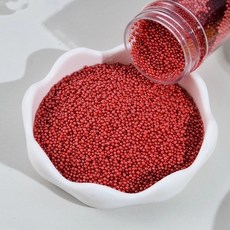 레드 단색 컬러 진주 아라잔 2mm 스프링클 케이크 데코 장식 130g, 4mm