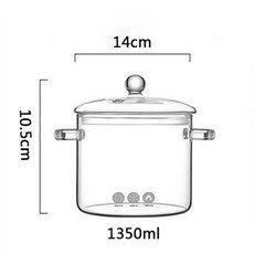 高硼矽玻璃燉鍋 雙耳款, 透明色 高硼矽玻璃煲 雙耳款 1.3L