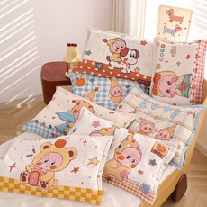 純棉紗布兒童枕套組 吸汗透氣卡通可愛造型 一對裝, 星星人阿布枕套一對裝,35CMX55CM