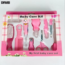 DFMEI 寶寶護理套裝 母嬰喂藥器吸鼻器嬰兒用品胎毛梳指甲剪套裝, 1個, 10件套 粉 耳勺款:如圖