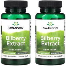 Swanson 스완슨 Bilberry Extract 빌베리 추출물 60mg 120캡슐, 120정, 2개, 120정