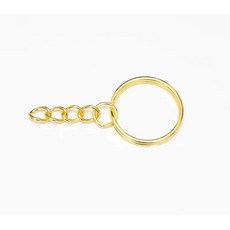 嗨购 50/100件鑰匙扣環帶鏈 25毫米 金色/銀色 DIY鑰匙圈, 50個閃亮金色, 1個