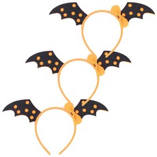 보람찬하루 할로윈 데이 파티 깜찍한 헤어밴드 머리띠, 3개, 박쥐 리본