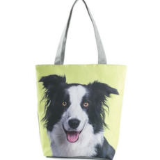 강아지 에코백 귀여운 반려동물 캔버스 고양이 에코백 데일리 나들이 가방 캐주얼 프린팅 피크닉 숄더백, 검은 고양이